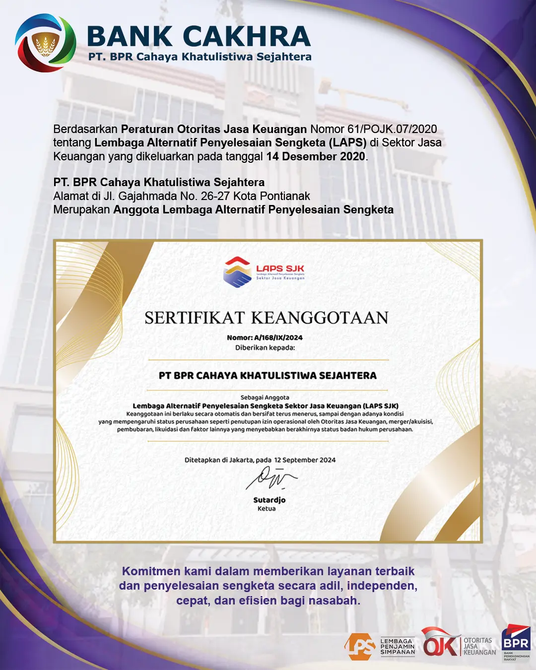 Sertifikat Keanggotaan LAPS